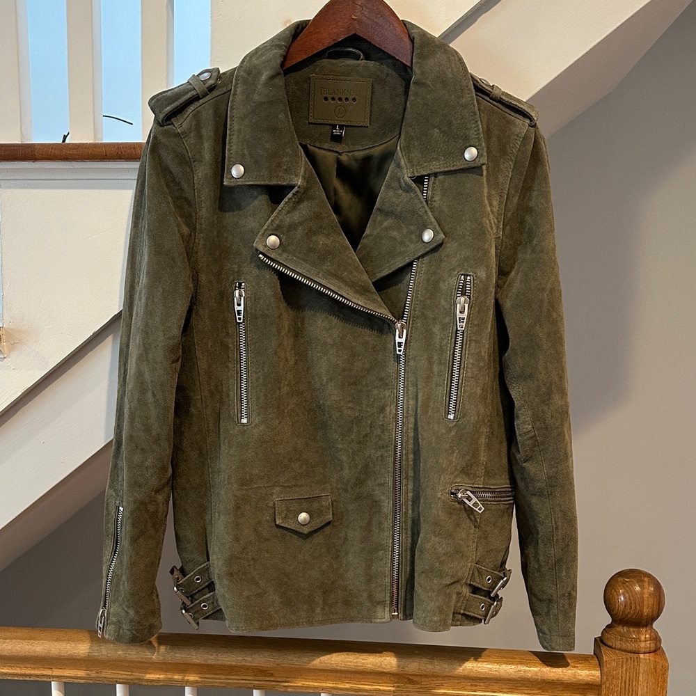 Blank NYC Suede Moto Jacket - Olive Green women’s L